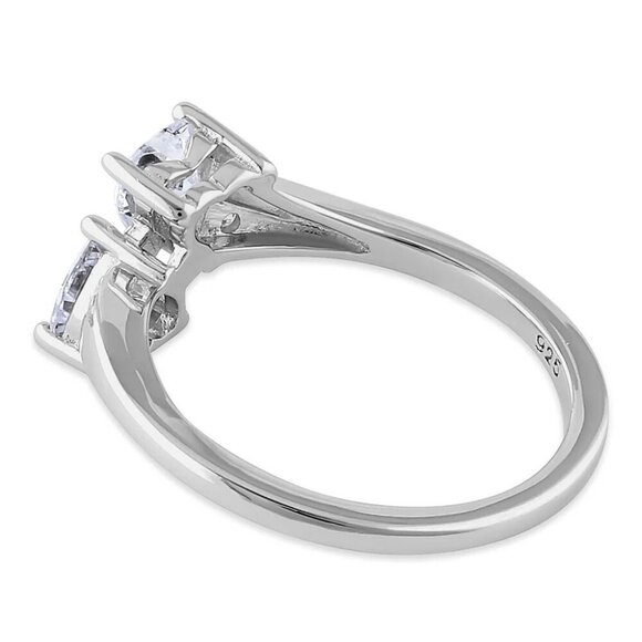 Sterling Silver Double Heart Clear CZ Ring - Picture 4 of 4